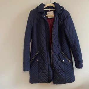 Tommy Hilfiger Long Puffer Coat With Hood in Navy